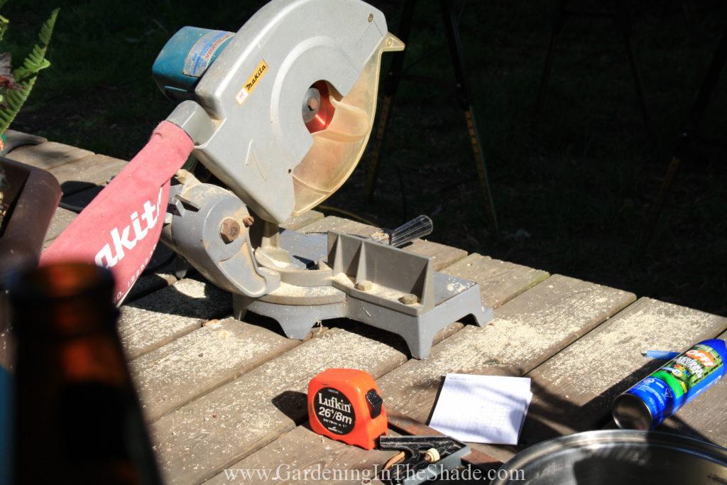 Miter Saw, Tape Measure and Beer