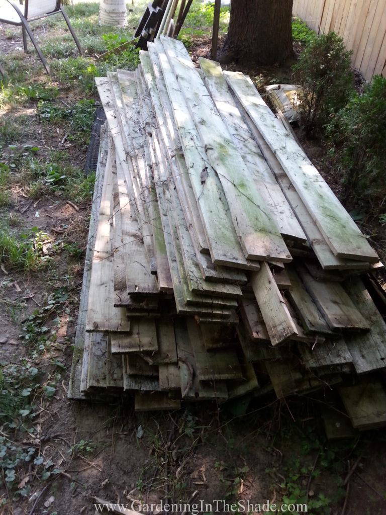 Stack of old fence boards