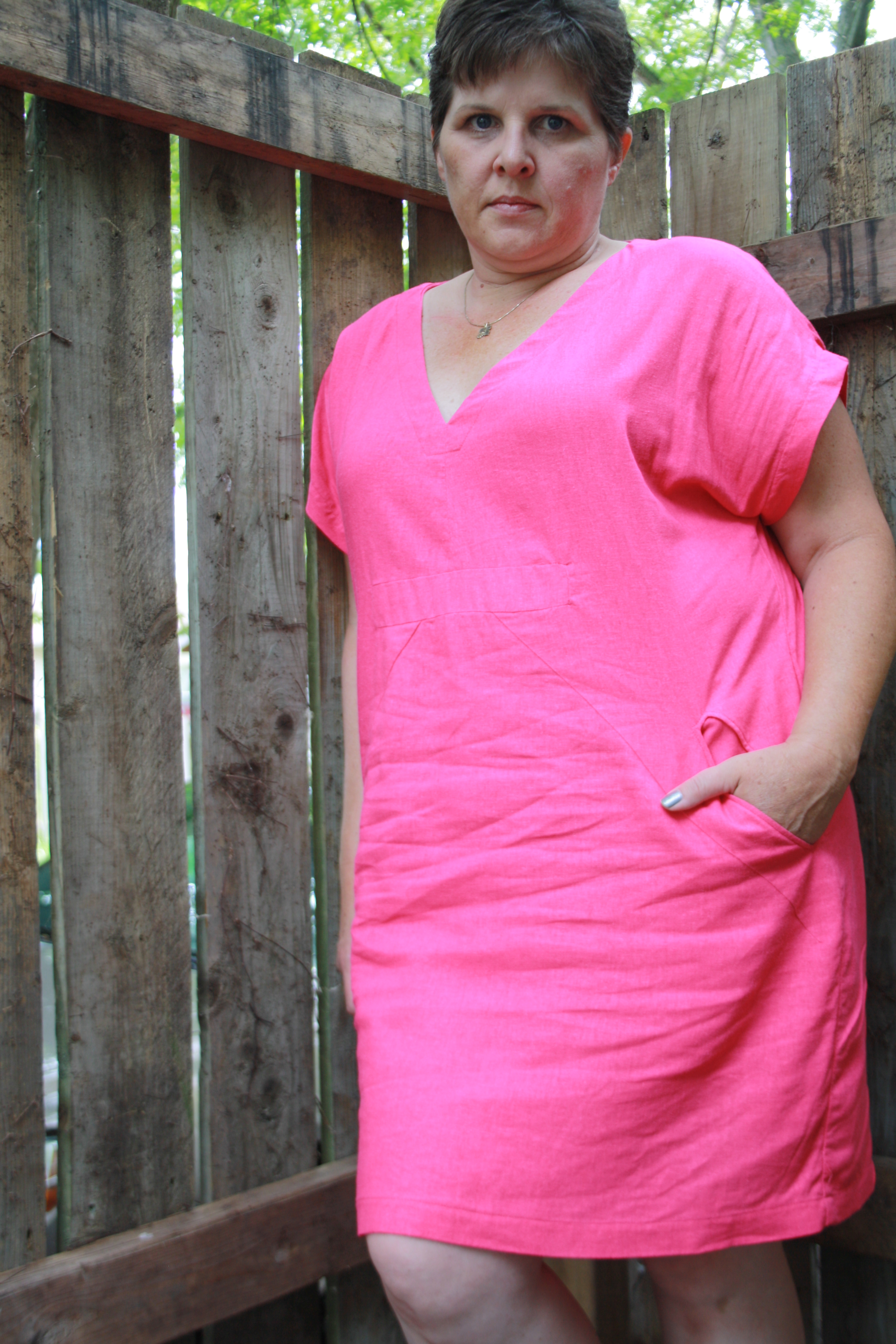 Charlie Caftain in Fuchsia Linen Rayon Blend